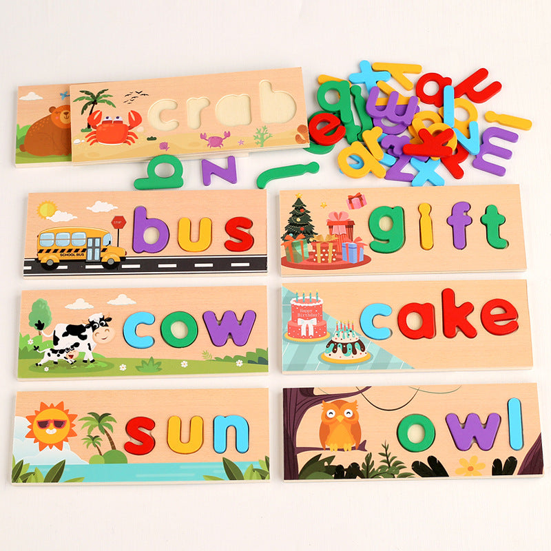 Wooden Alphabet Letters Word Spelling Game With Learning Word Trays