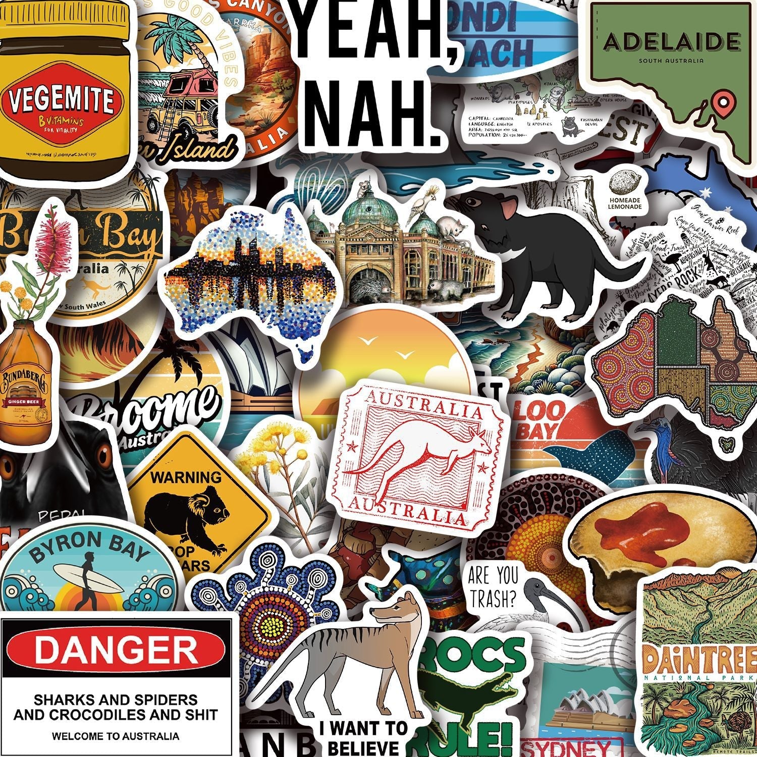 DIY Arts and Craft Bulk Lot of 50 Aussie Stickers Animals Jungle Farm various Themes