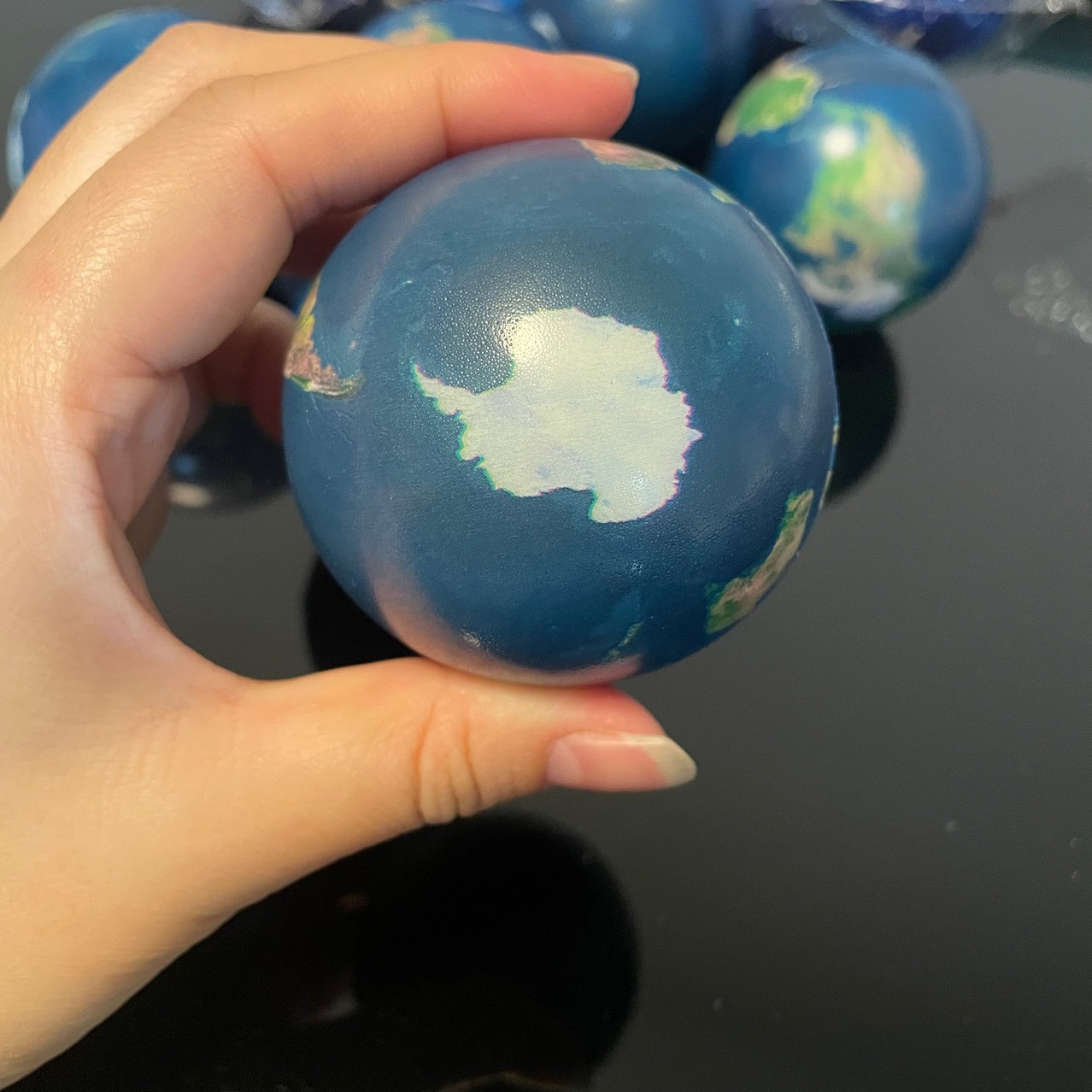 Hand Simulation Earth Globe Google Earth Style Of The World Squishy Stress Ball 7.6cm