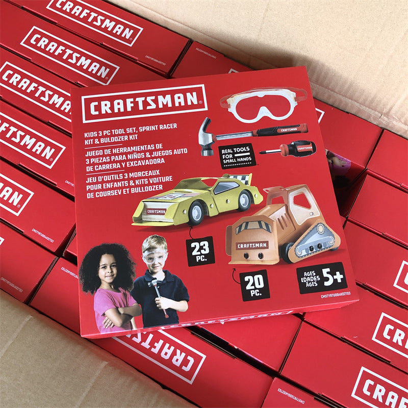 Kids Wood Real Hammer and Screw Set DIY Build a Car/Excavator Kit