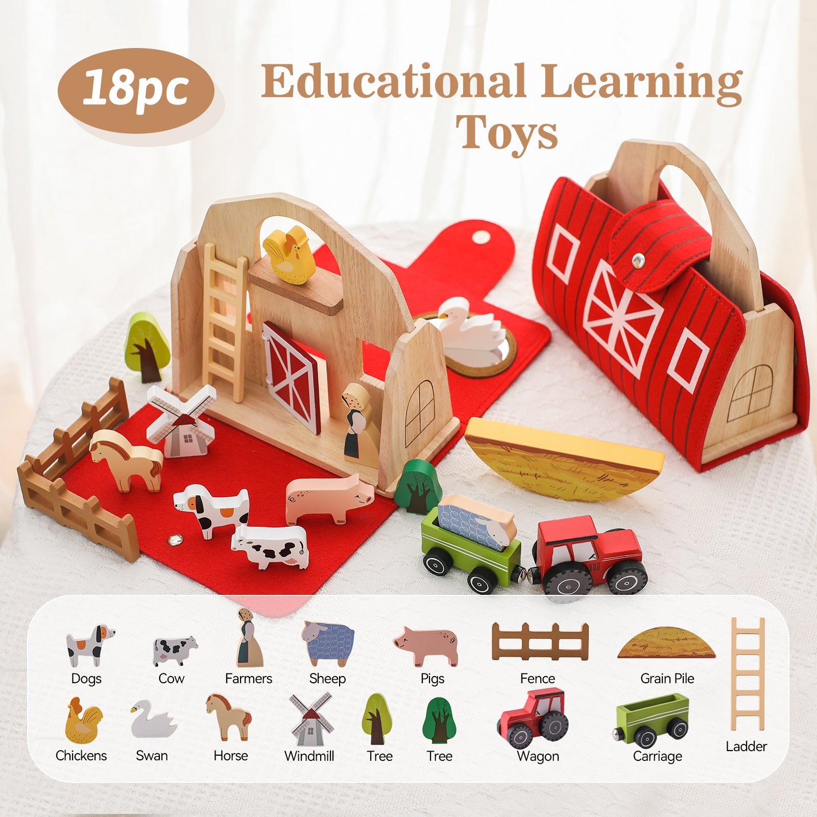 Montessori “Old McDonald’s Farm” Eco-Friendly Wooden Play Set
