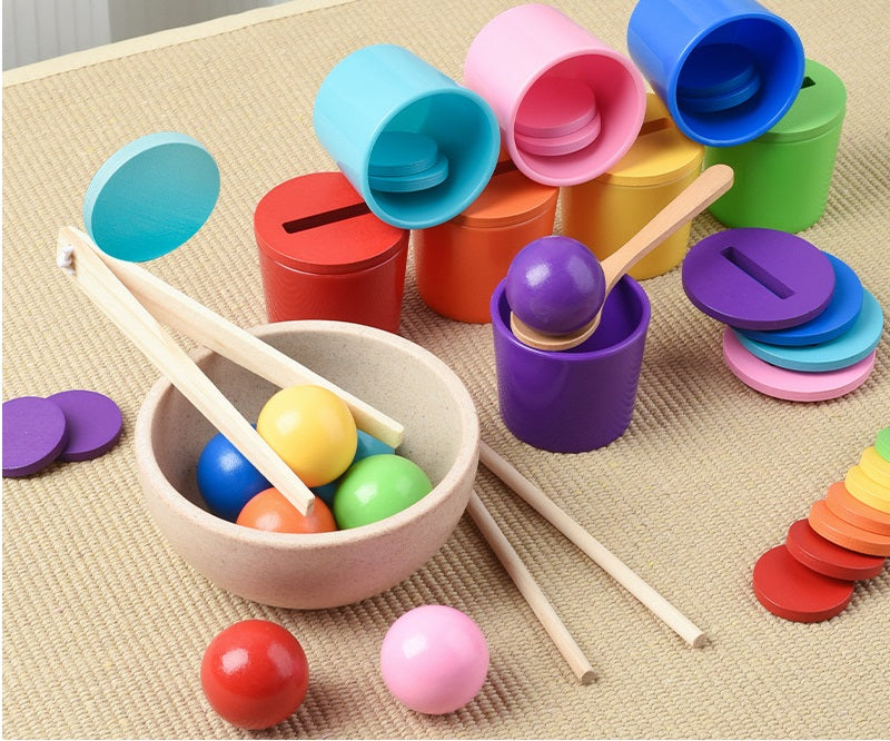 Montessori Colour Sorter Ball and Coin With Cups Set