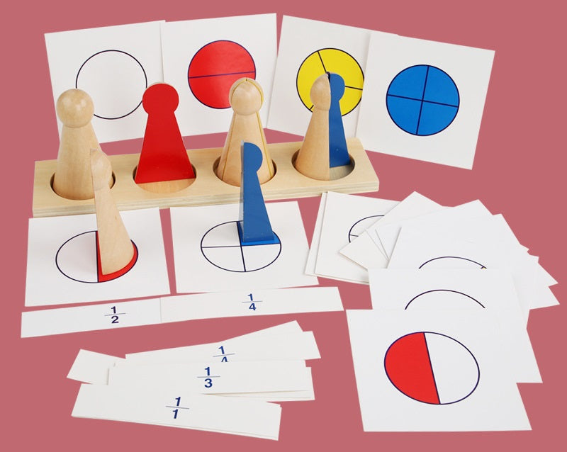 Montessori Fractions Skittles Peg Leg Doll Sorting Board With flash cards