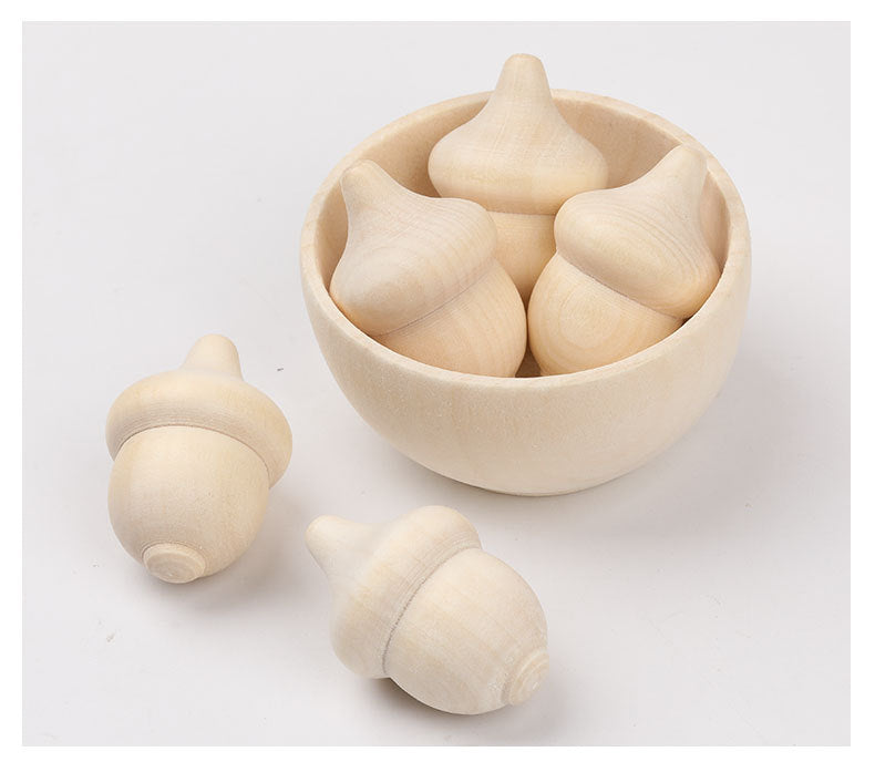 Wooden Bowl Kids Loose Parts Play Craft Wooden toys Set of 5