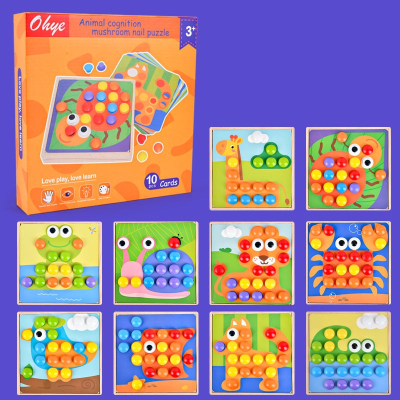 Jumbo Mosaic Beads Pegs Clip Board Wooden Activity Box