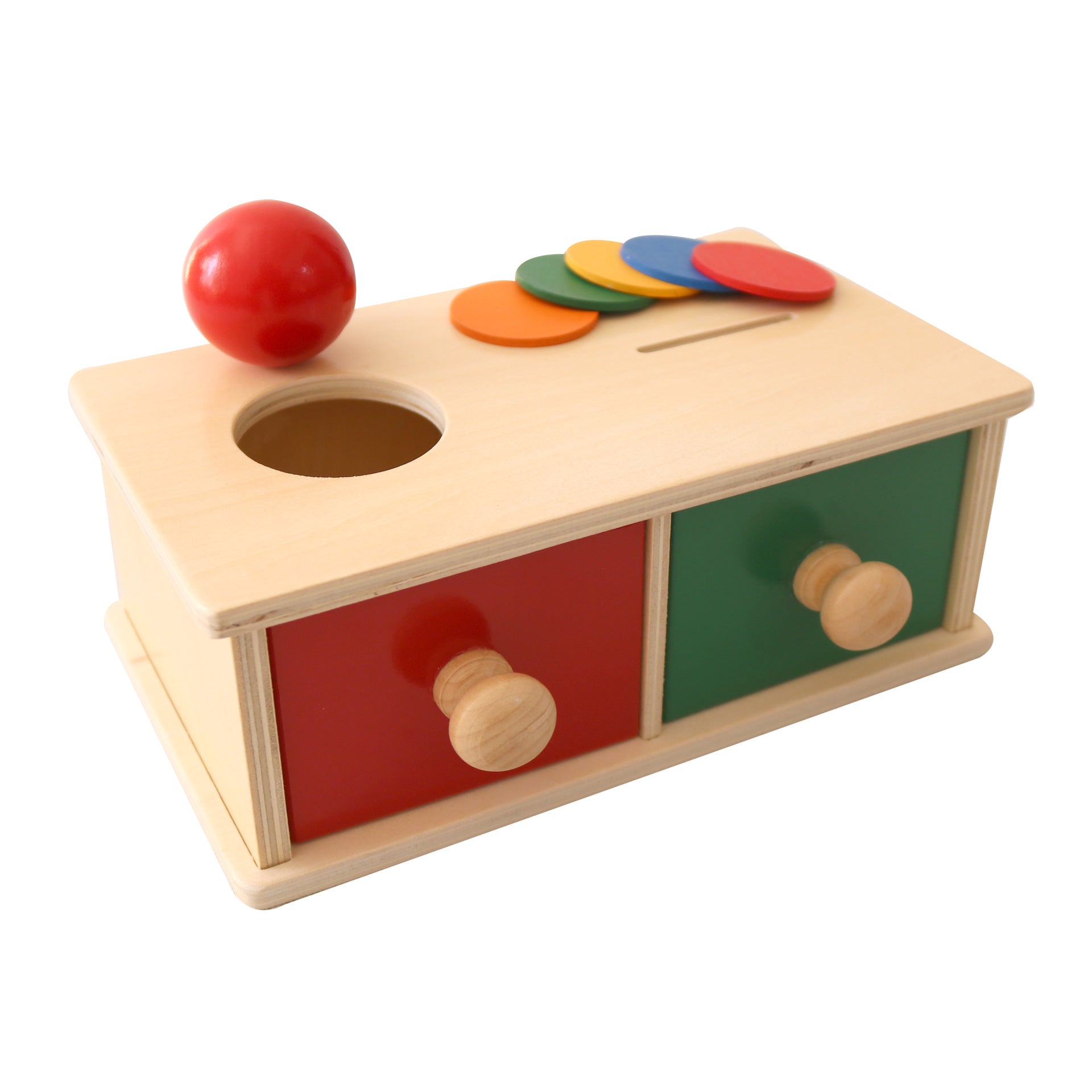 Montessori Object Permanence Box – Ball and Coins 2 in 1 Box