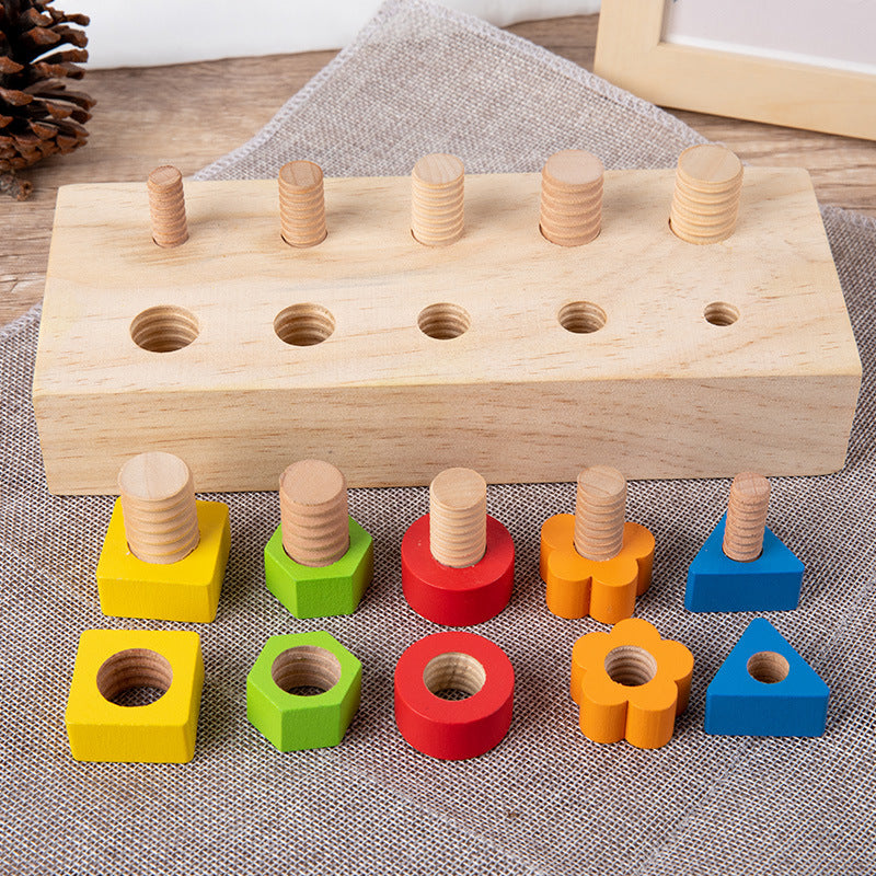 Montessori Wooden Screw Nuts and Bolts Busy Board Toy