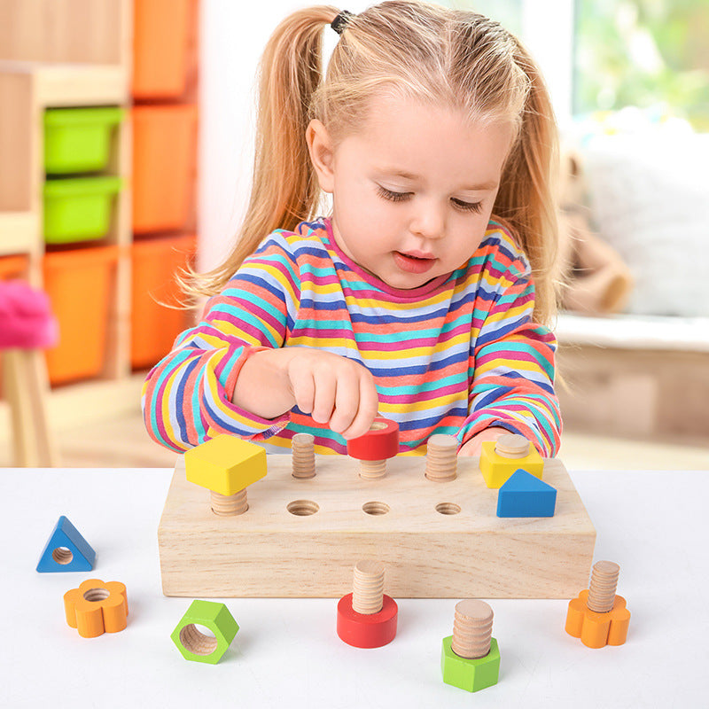 Montessori Wooden Screw Nuts and Bolts Busy Board Toy