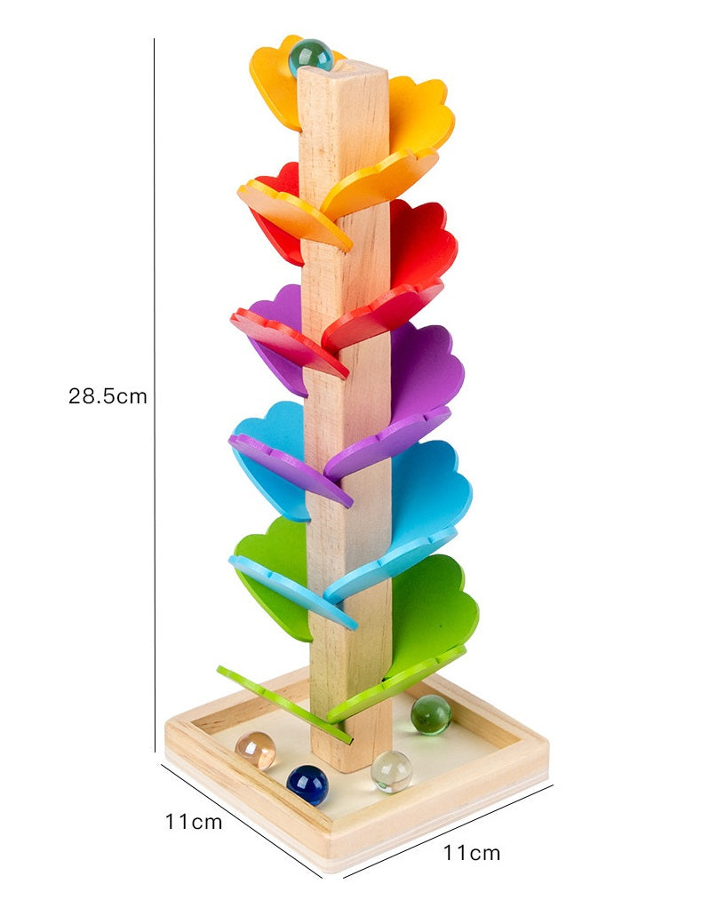 Medium DIY Rainbow Musical Tree Wooden Marble Run Toy