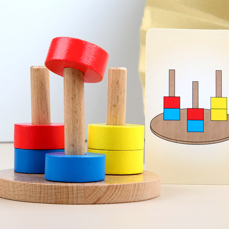 Basic Montessori 2 set 3 Column Sequence Beads Stacker Toy With Flash Cards