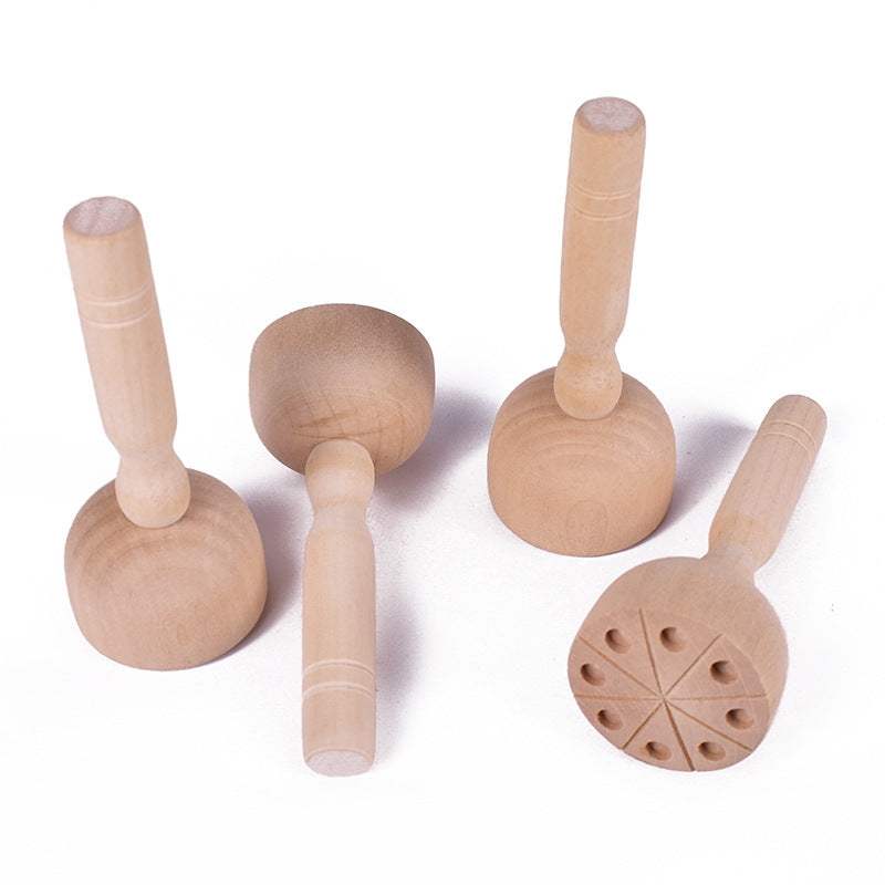 Large Wooden Sensory Playdough Dough Stamper Set Tool Kit 4 pieces