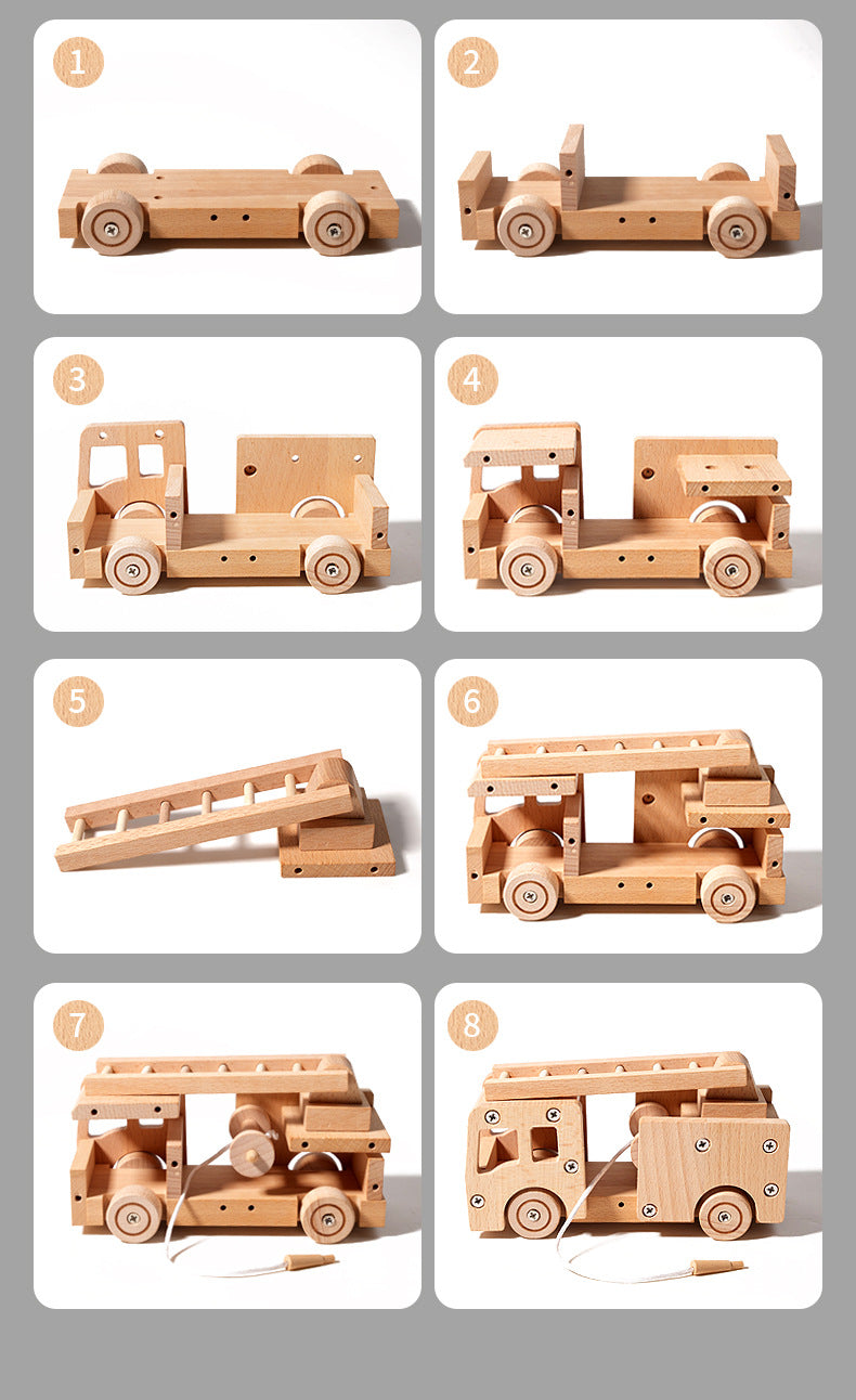 Kids Real Tools Set DIY Build a Wooden Basic Fire Truck Set