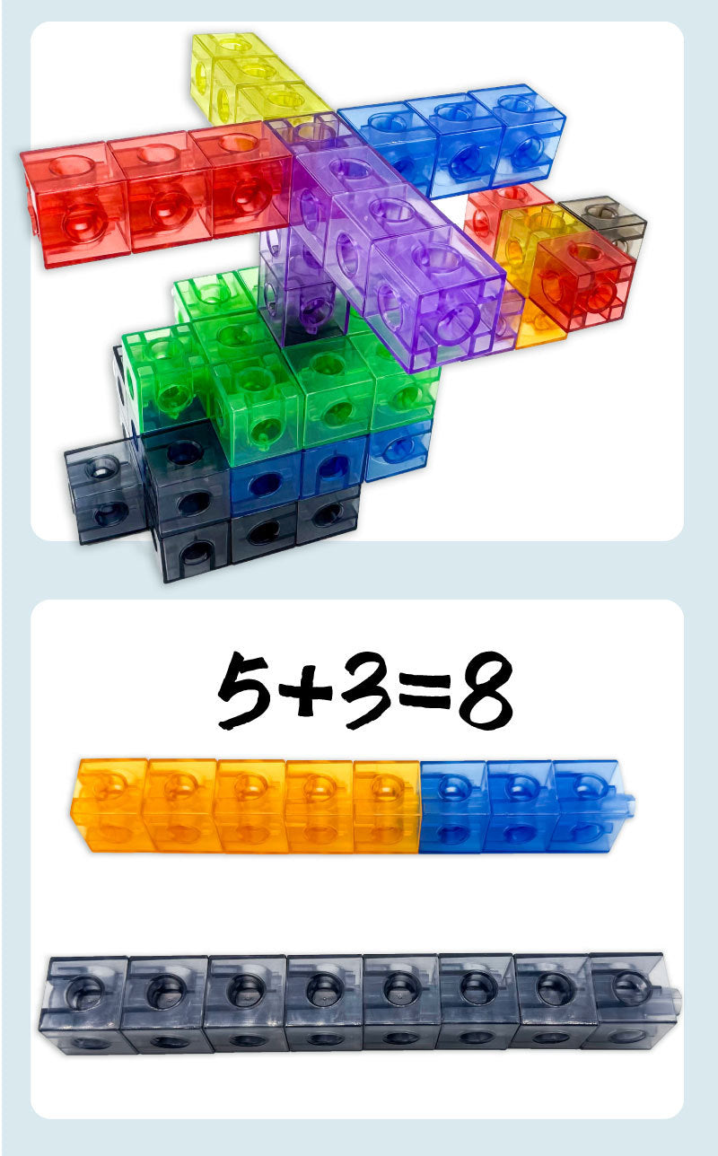 100 Math Cubes Transparent Rainbow Linking Cubes Number Blocks