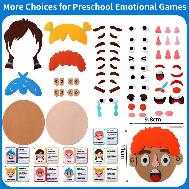 Portable Felt How are you feeling Emotions with Flash cards Life Skill Activities Learning