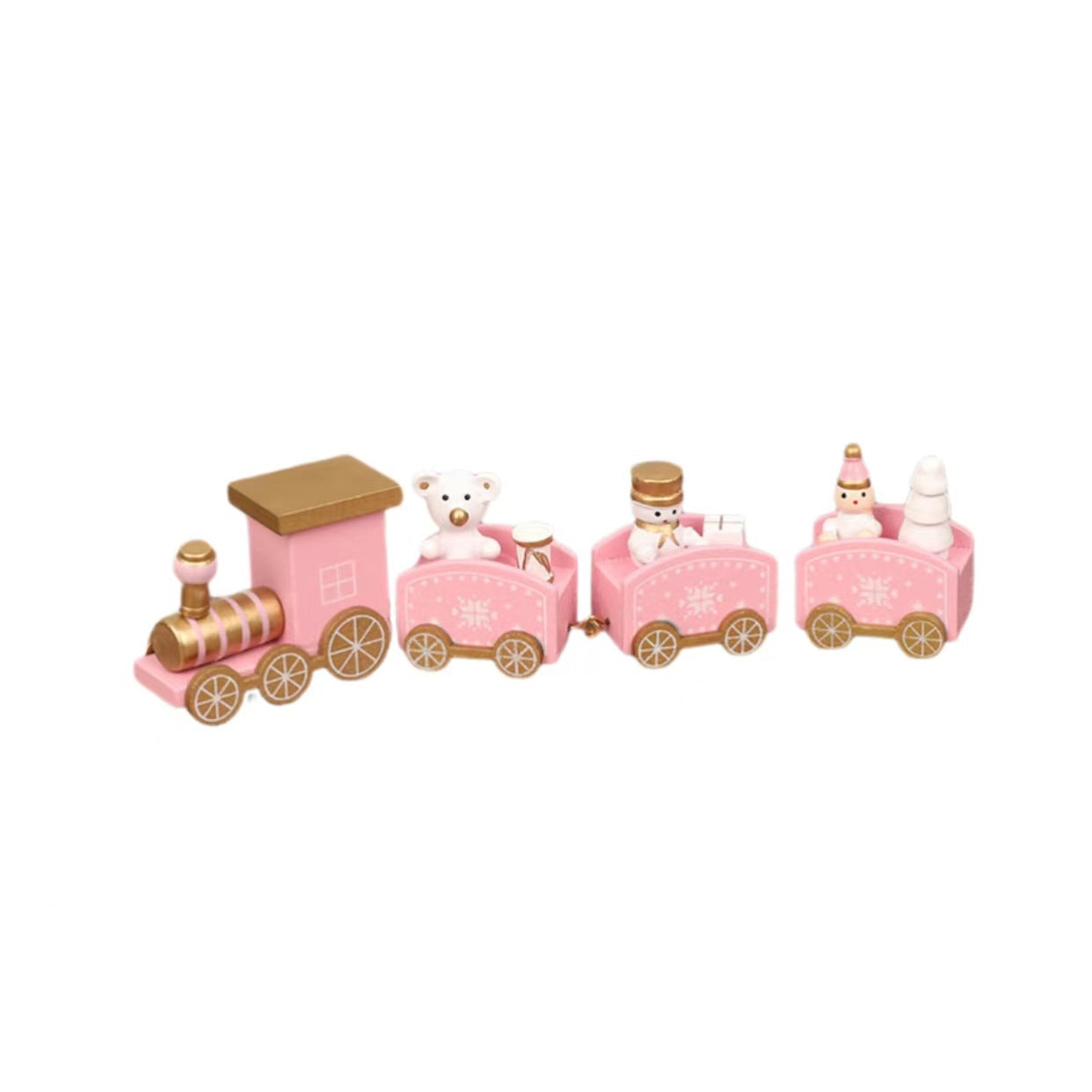 Wooden Christmas Mini Train Set – Festive Holiday Decoration