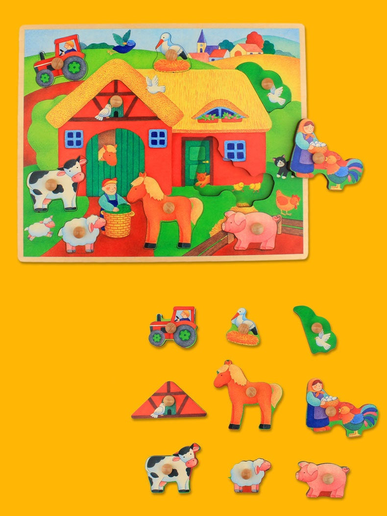 Wooden Big Knob Farm Animals Puzzle board