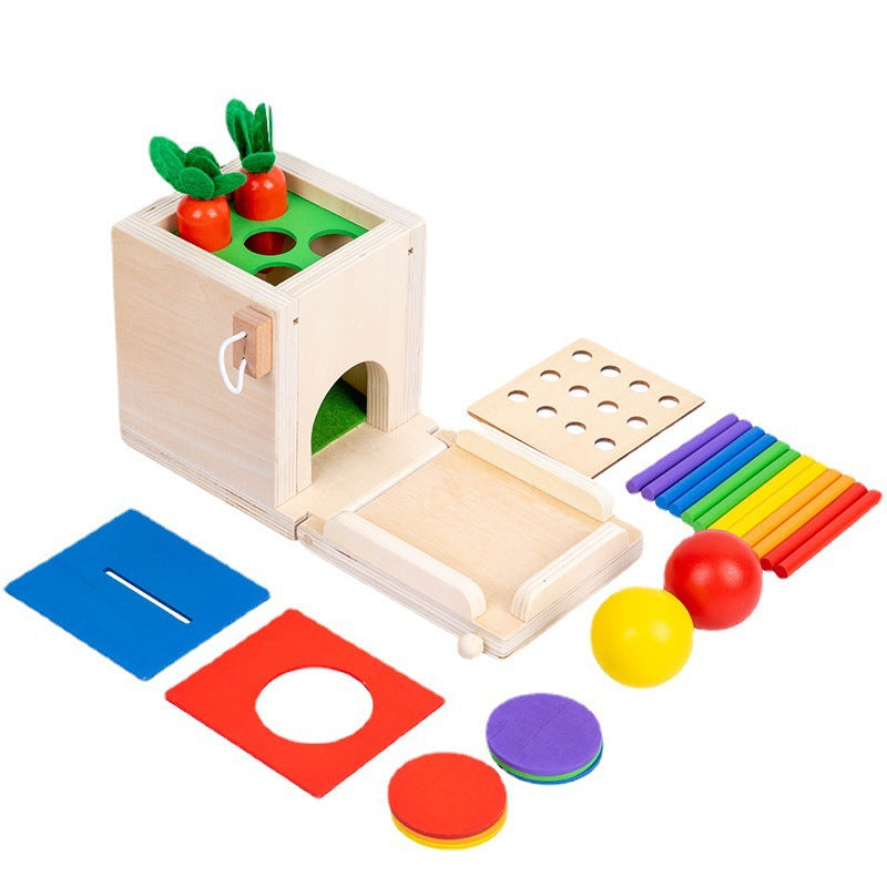 Montessori 4 in 1 Interchangeable Object Permanence Box Activity Box Kids Geometric Sensory Fine Motor Skill Activity Toy !