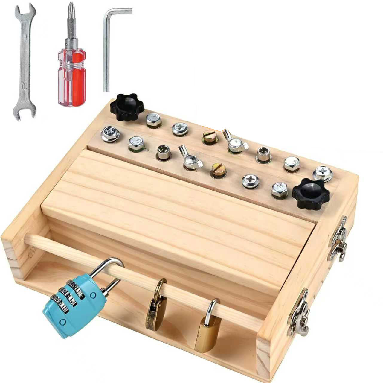 Montessori Screw Driver Box Lock Box Busy Board Tool box