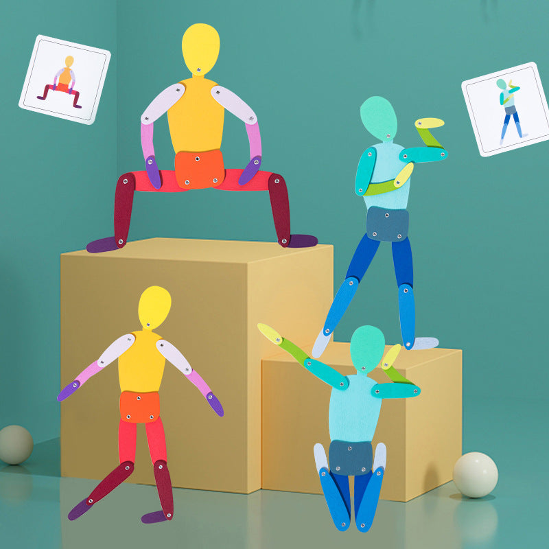 Posing Doll Wooden Action Figure Body Joints Learning Toy