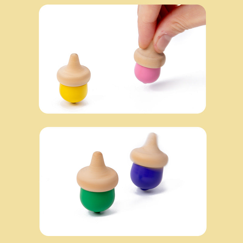 Wooden Montessori Acorn Colouring Sorting Set with Bowl and Utensils Sensory Bin Kit