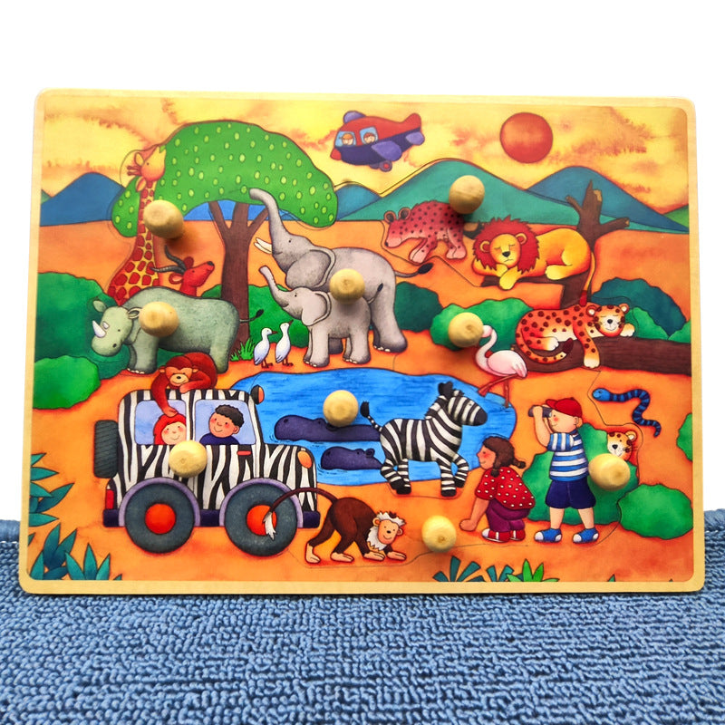 Wooden Big Knob Jungle Puzzle Puzzle board