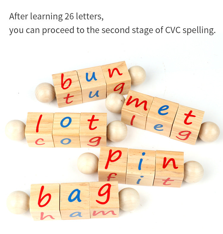 Spin and Read Phonic CVC Word Game with Montessori Three Parts Card Spelling Learning Toy