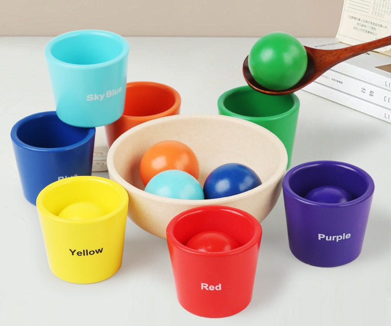 Montessori Toddler Ball Scooping Colour Sorter Game with Cups and Bowl