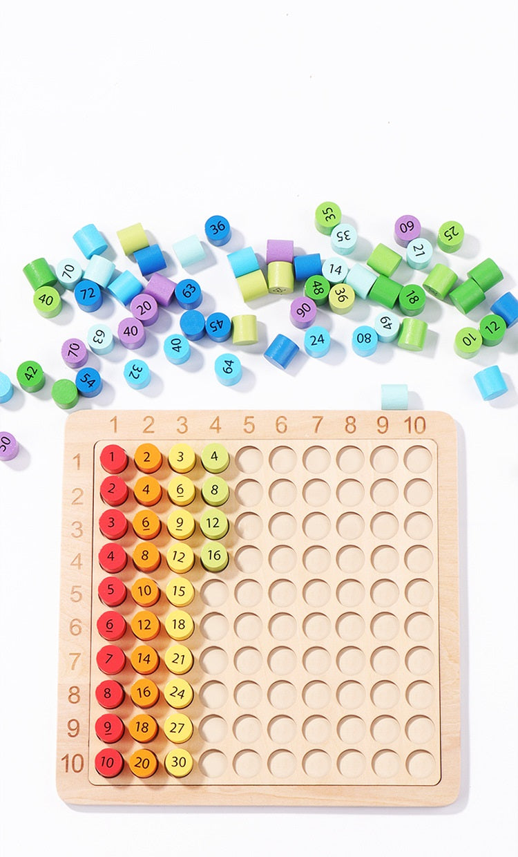 Wooden Multiplication Learning Board with Flash Cards