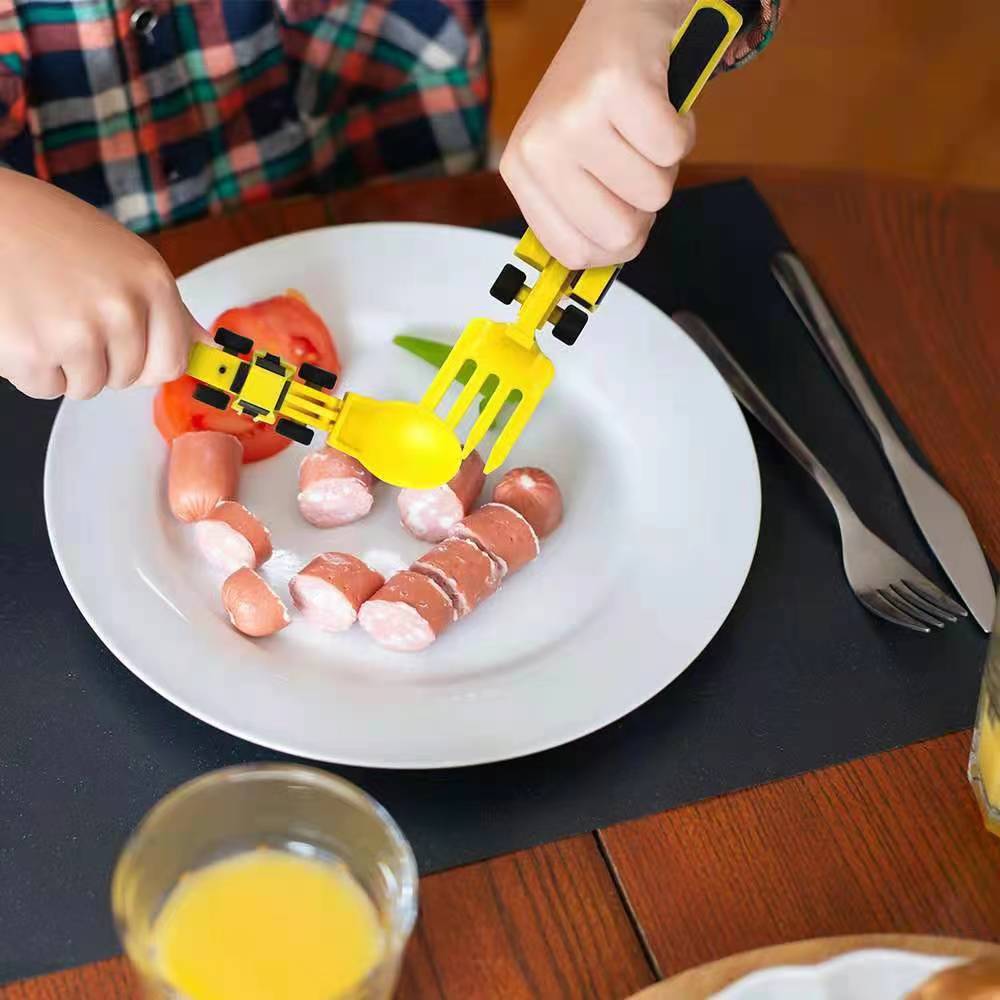 ExcavaBite Kids' Construction Plate and Utensil Set