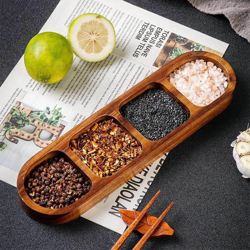 Kids Wooden 4 Compartment Sorting Tray Loose Parts