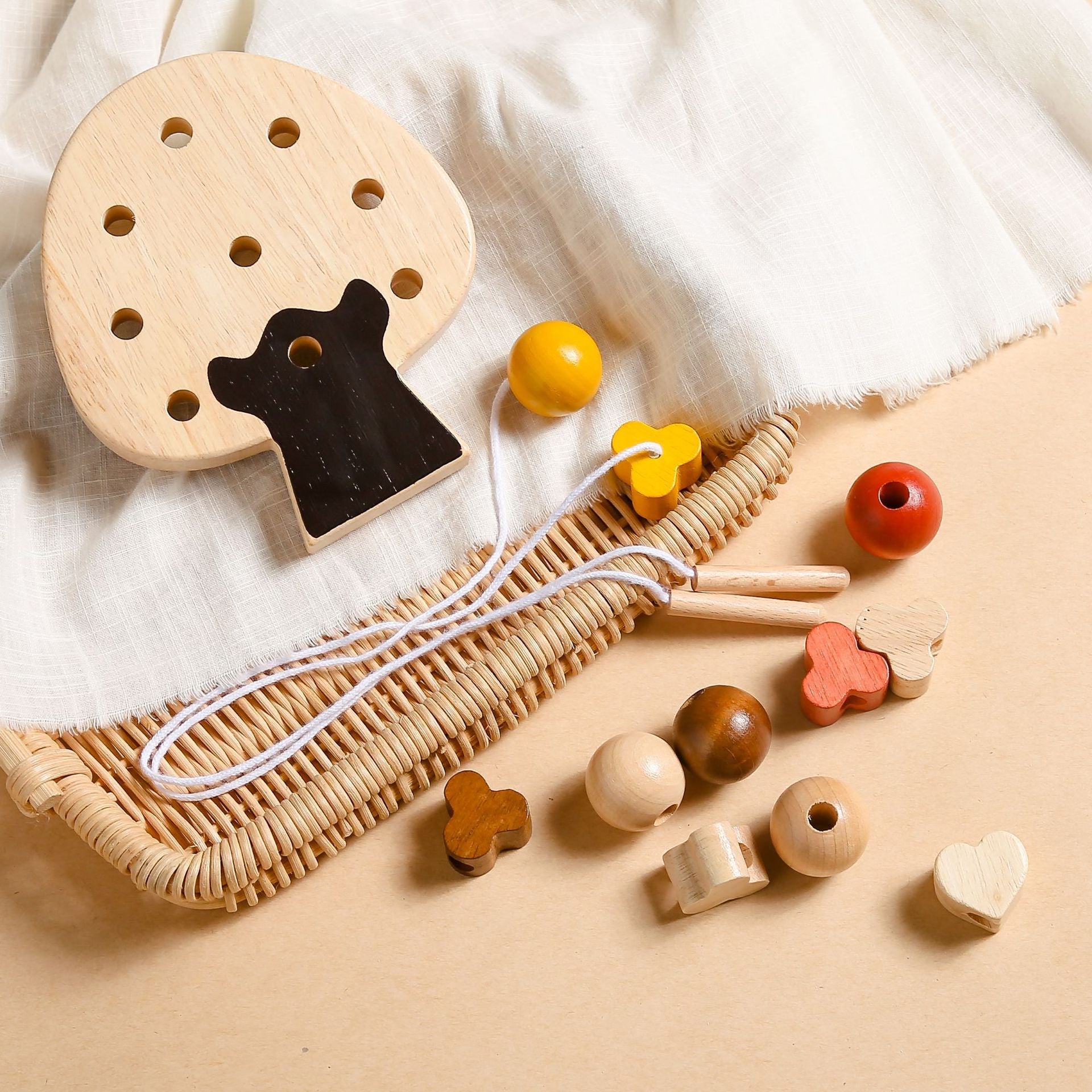Wooden Tree Bead Threading Toy