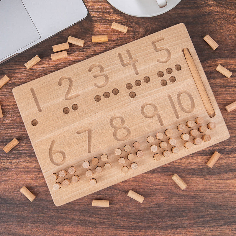 Montessori Number Counting Stick Pegs Boards With Tracing Pen