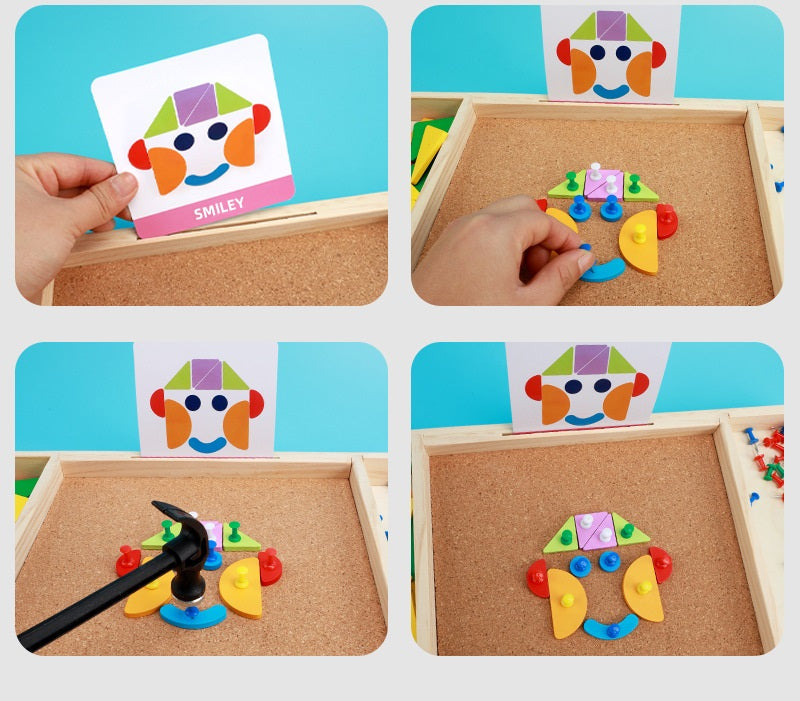 Tap a Shape Wooden Hammer Deluxe Nail Board Geometric Shapes Game Toy