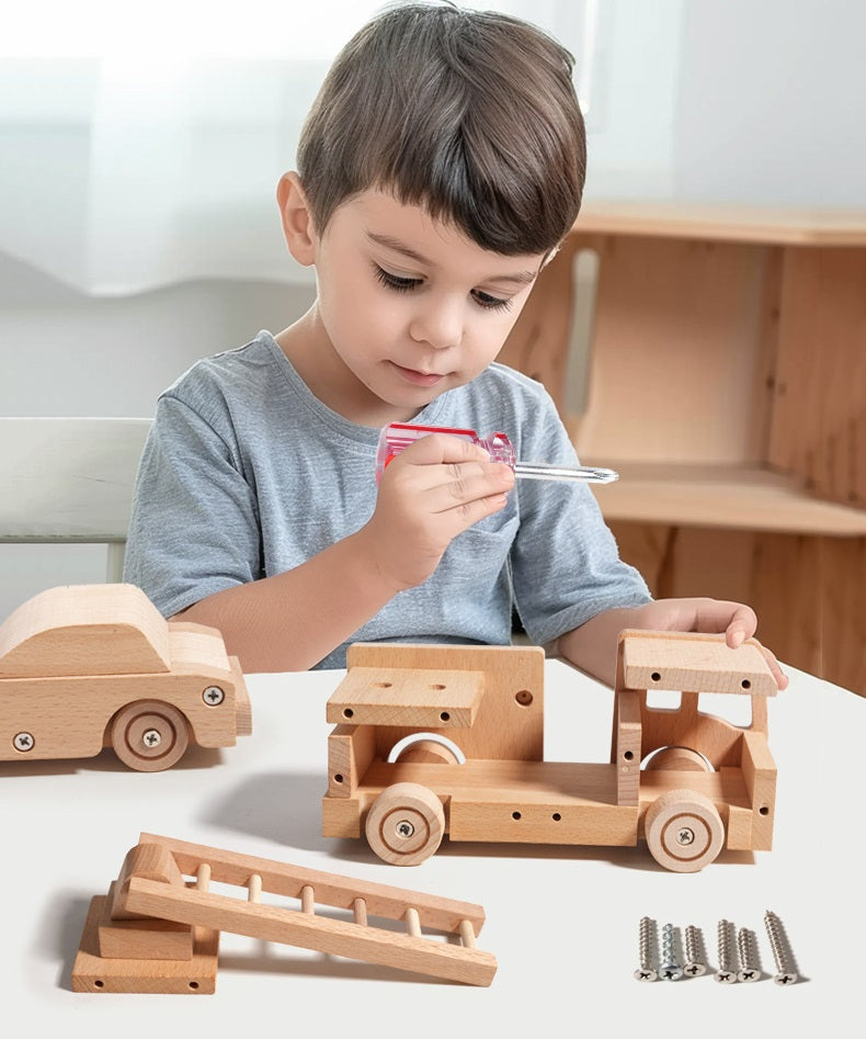 Kids Real Tools Set DIY Build a Wooden Basic Fire Truck Set
