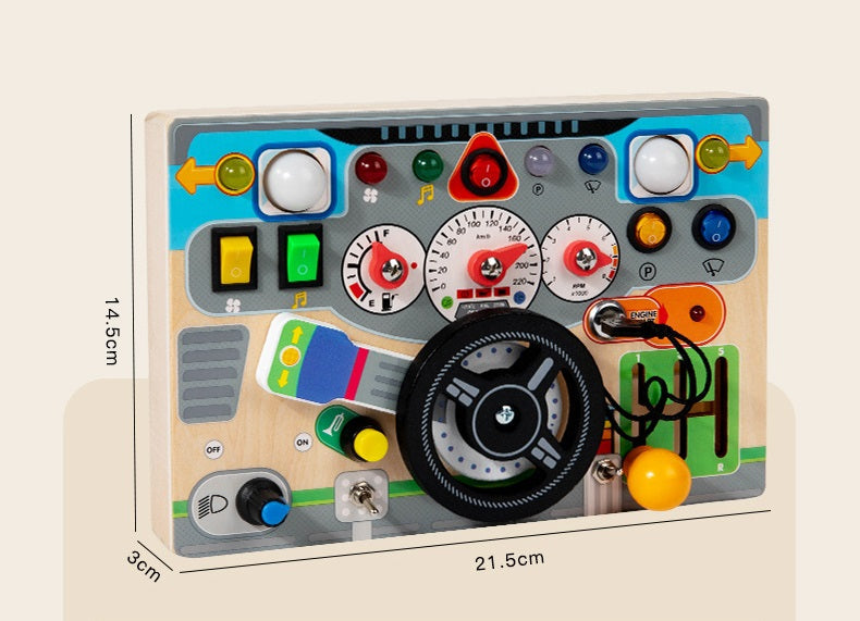 Childrens Busy Board LED driving theme light buttons and dials