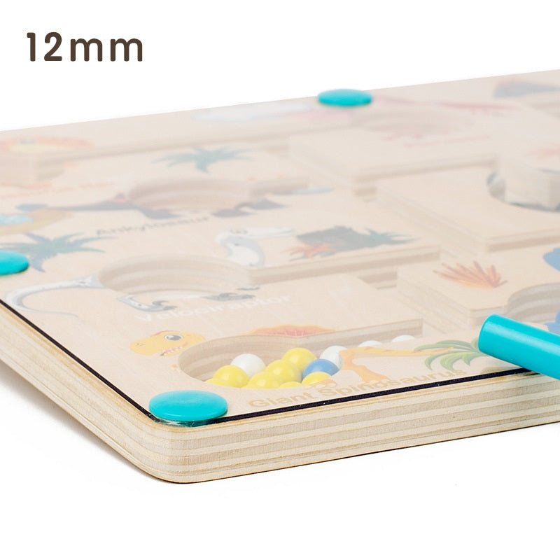 Portable Magnetic Number Beads Pen Sliding Dinosaur Maze Puzzle Board