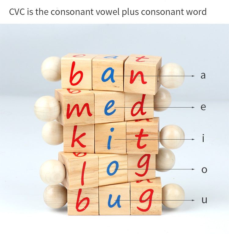 Spin and Read Phonic CVC Word Game with Montessori Three Parts Card Spelling Learning Toy