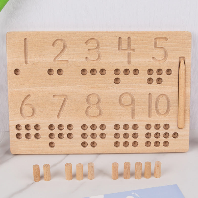 Montessori Number Counting Stick Pegs Boards With Tracing Pen
