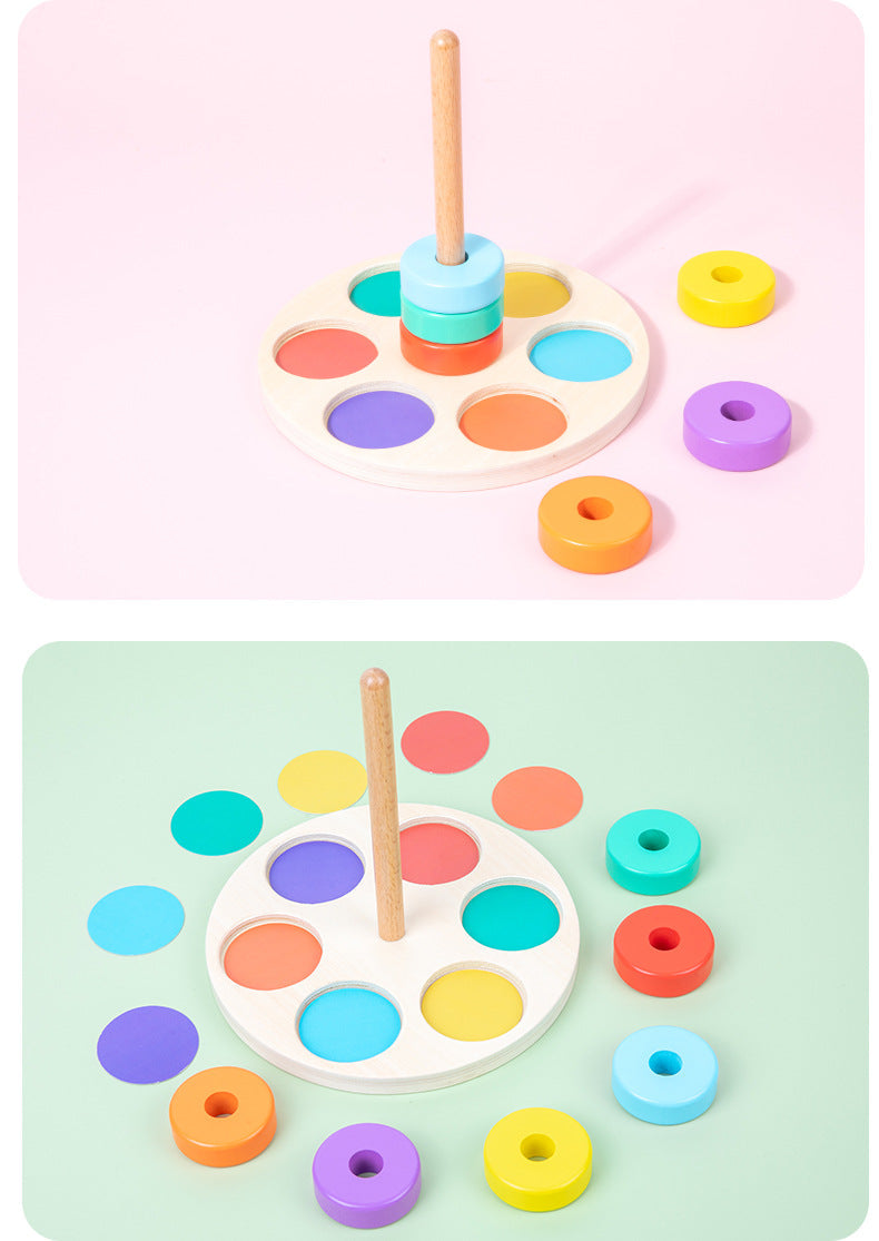 Montessori 6 Ring Column Stacker Colour Sorter