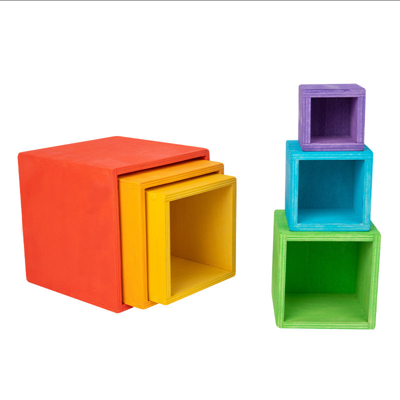 Wooden Rainbow Nesting Boxes