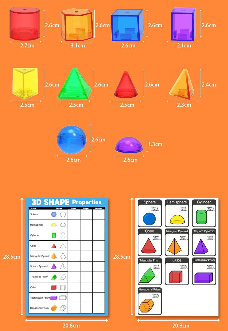 60 Pcs Transparent translucent 3D Geometric Shapes