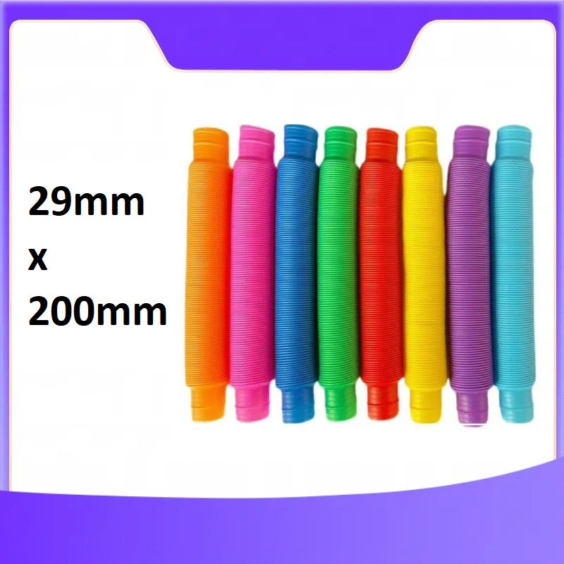 Rainbow Translucent Pouring Funnel Kids Messy Play Tool Set of 6 Sensory and 8 Pcs Large Fidget Pop Tubes (20cm to 68cm) Rainbow Pouring Funnel Stretchy Pipes Kids Messy Play Tools