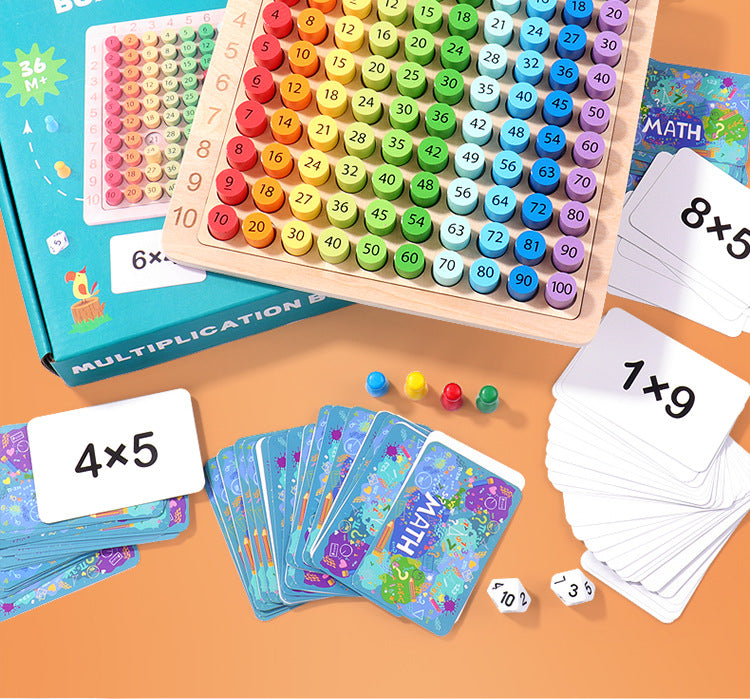 Wooden Multiplication Learning Board with Flash Cards