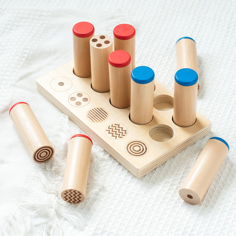 Boîtes cylindriques sonores Montessori Jeu de tri et d'association sensoriel avec trieur de motifs et mémoire des couleurs
