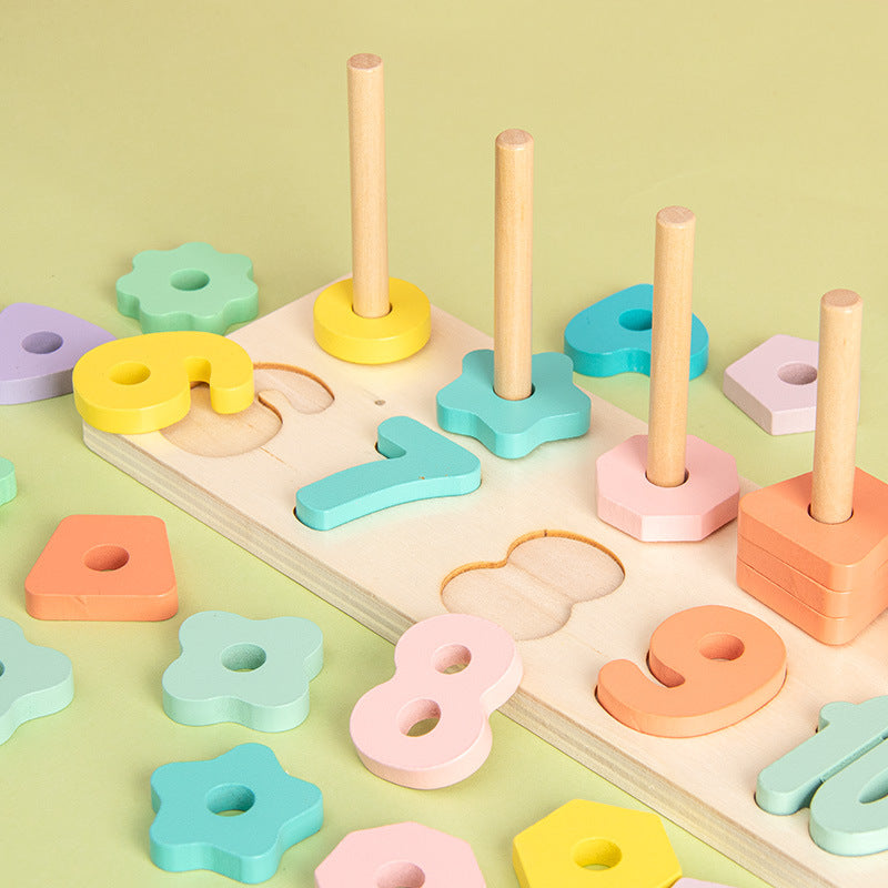 Wooden Educational Numbers Counting Shape Sorting Game Kids Toy