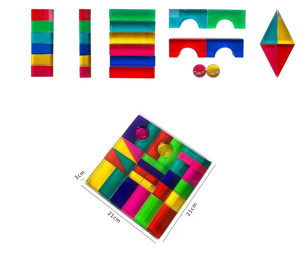 30pcs Translucent Geometrical Acrylic Lucite Blocks Toy