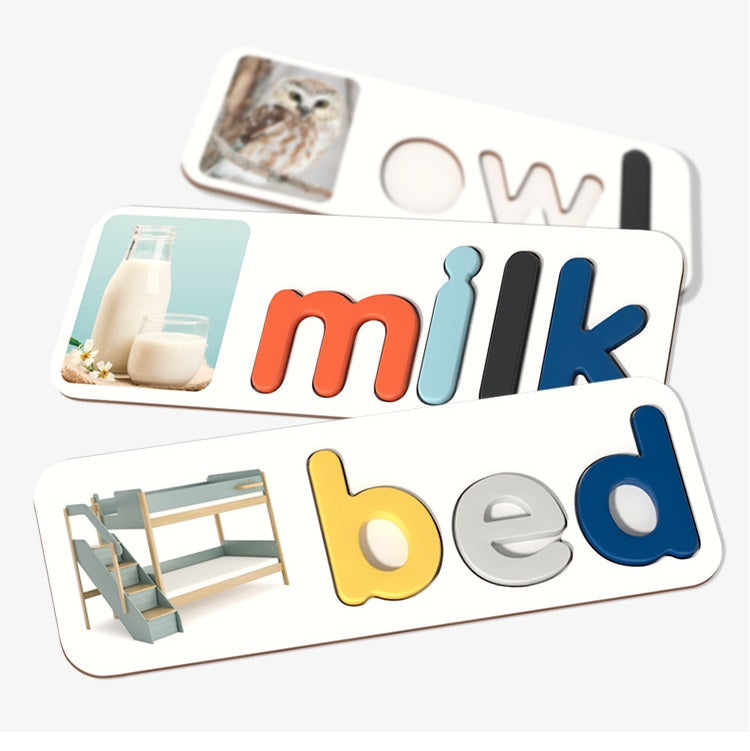 Large Wooden Alphabet Letters Word Spelling Game with Wooden Spelling cards