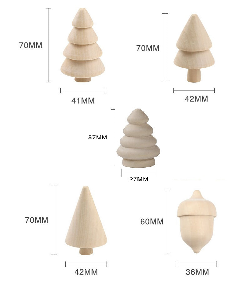 Wooden Craft DIY Christmas Natural Tree Acorn Loose Parts Kids Toy