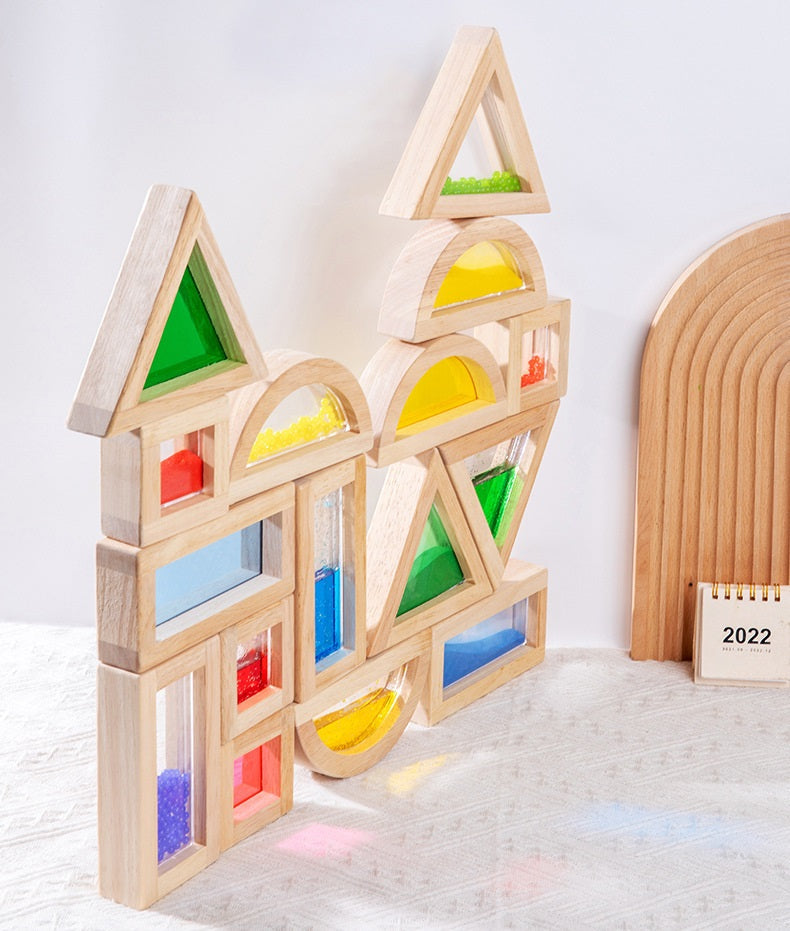 16pc Rainbow Blocks Shimmering Water Blocks and Blocks