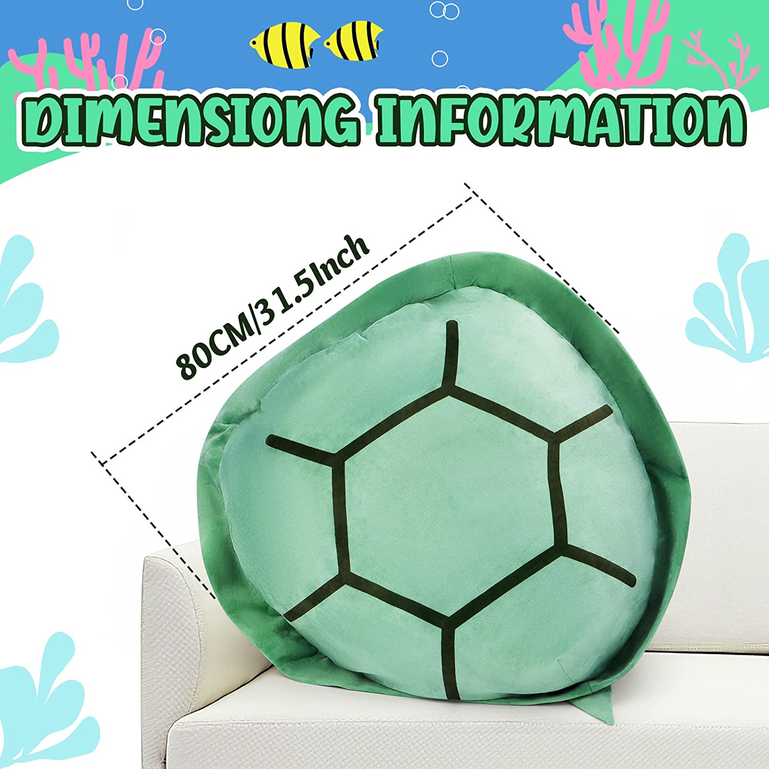 80CM Wearable Turtle Shell stuffed Animal Large Toy Plush Pillow Includes Filler Sea Turtle Costume stuffed Animal Gift For Kids Adults